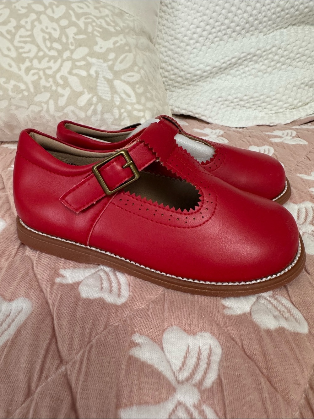 Classic Red Mary Jane Kids Shoes with Buckle Size 10